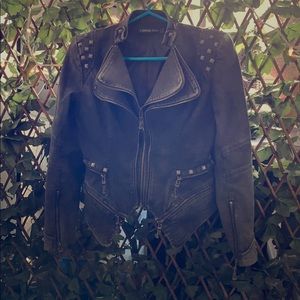 Xs/S dark grey zipper jean jacket Asymmetrical